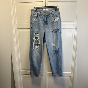 American Eagle Distressed Relaxed Mom Jeans Size Women’s 6 Color Light Blue